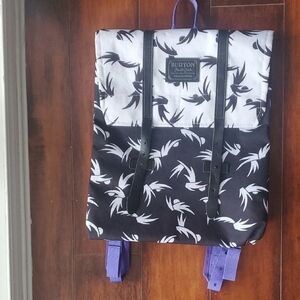 Burton Black and White Leaf Print Backpack